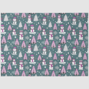 Christmas Trees Snowmen Snowflakes Green Christmas Tissue Paper