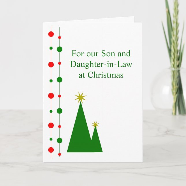 Christmas Trees Son And Daughter-in-Law Christmas Holiday Card (Front)