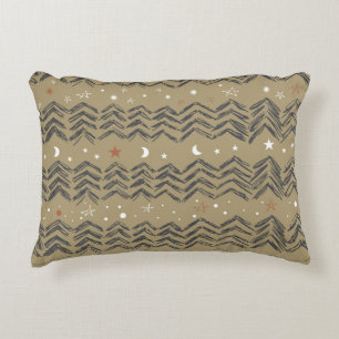 Christmas trees, stars and snowflakes in red, grey accent pillow