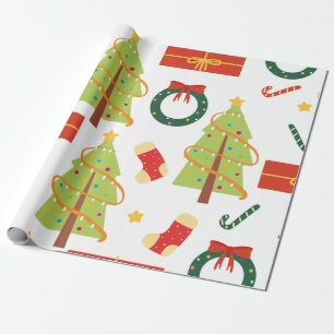 Christmas Trees, Stockings, and Candy Cane  Wrapping Paper