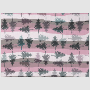 Christmas Trees Stripes Pink White Grey Christmas Tissue Paper