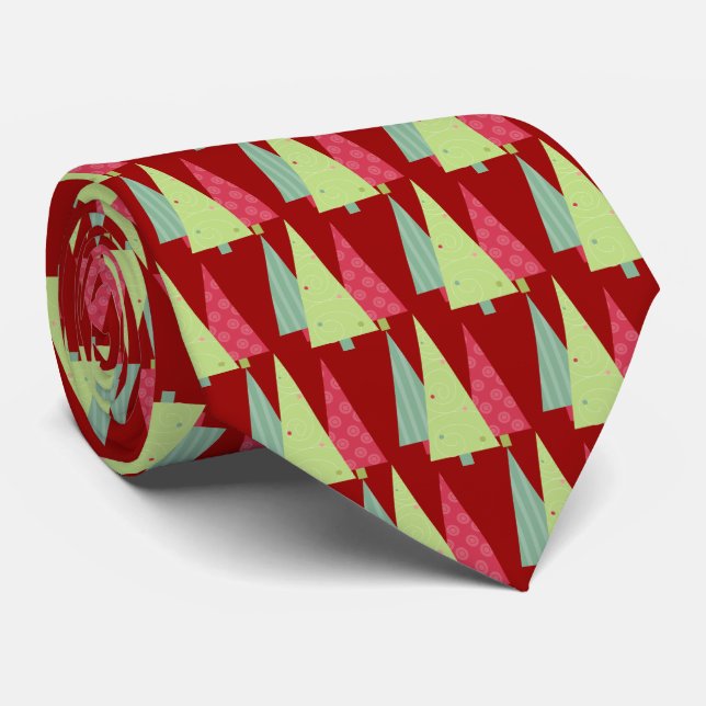 Christmas Trees Tie (Rolled)
