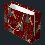 Christmas trees & tigers pattern custom background large gift bag<br><div class="desc">This colourful cartoon-style Christmas tree pattern with a customizable background gives you the option to change the background colours.
Christmas,  trees,  Christmas animals,  and other Christmas symbols.</div>