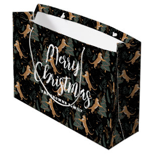 Christmas trees & tigers pattern custom background large gift bag
