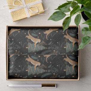 Christmas trees & tigers pattern custom background tissue paper