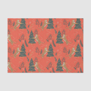 Christmas trees & tigers pattern custom background tissue paper