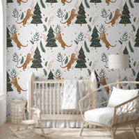 Christmas trees & tigers pattern custom background