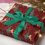 Christmas trees & tigers pattern custom background wrapping paper<br><div class="desc">This colourful cartoon-style Christmas tree pattern has a customizable dark red background with an option to change the colour.
Christmas,  trees,  Christmas animals,  and other Christmas symbols.</div>