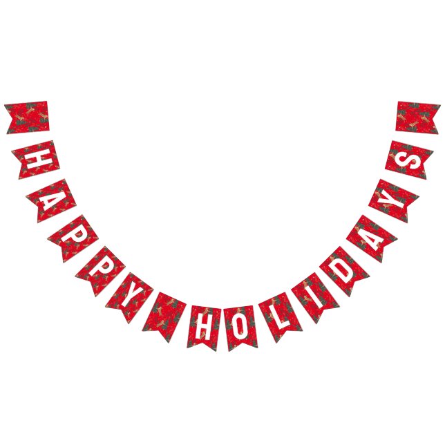 Christmas trees & tigers pattern Happy Holidays Bunting Flags (All)