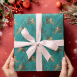 Christmas trees & tigers pattern on turquoise wrapping paper<br><div class="desc">This colourful cartoon-style Christmas tree and tiger in a seamless pattern with a customizable blue-green background allows you to change the background colour to any colour you like.
Christmas,  trees,  Christmas animals,  and other Christmas symbols.</div>