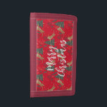 Christmas trees & tigers pattern red background trifold wallet<br><div class="desc">This colourful cartoon-style Christmas tree pattern with a customizable red background.
Christmas,  trees,  Christmas animals,  and other Christmas symbols.</div>