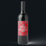 Christmas trees & tigers pattern red background wine label<br><div class="desc">This colourful cartoon-style Christmas tree pattern with a customizable red background.
Christmas,  trees,  Christmas animals,  and other Christmas symbols.</div>