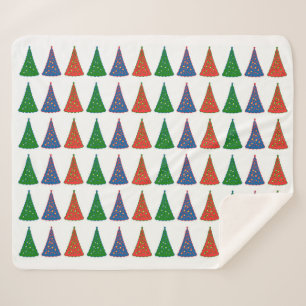 Christmas Trees Tri-Colour Sherpa Blanket