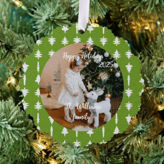 Christmas Trees White and Green Ornament Card