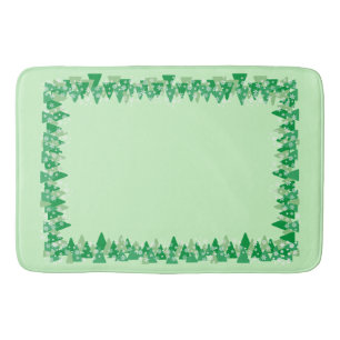 Christmas Trees White Snowflakes Joy to the World  Bath Mat