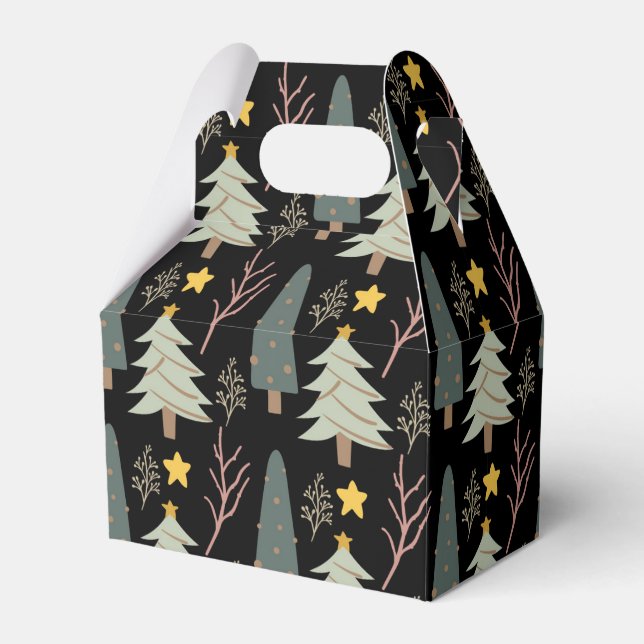 Christmas Trees Winter Pattern Party Woods Modern Favor Box (Front Side)