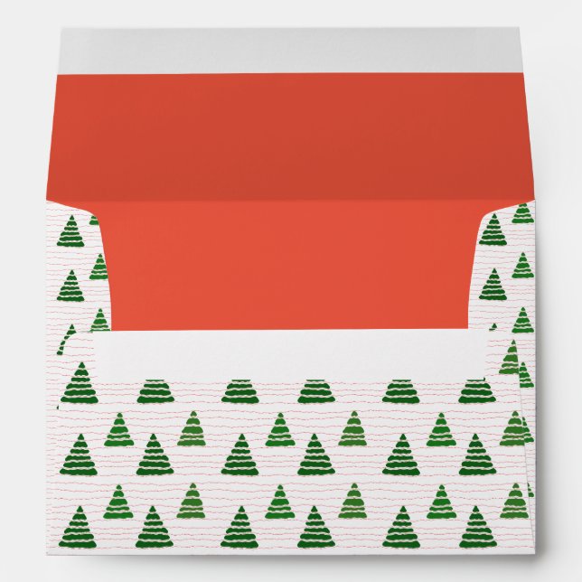 Christmas trees with red beads strings pattern envelope (Back (Bottom))
