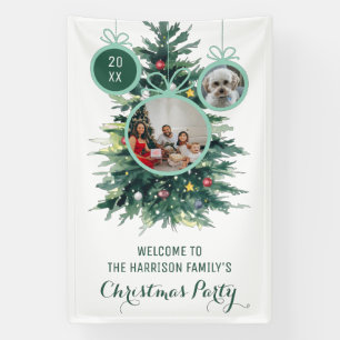 Christmas Trees Xmas Balls Shape Two Photos Banner