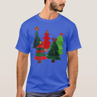CHRISTMAS TREES, XMAS DECORATED STARS, BOWS AND BA T-Shirt