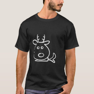 Christmas Trendy Drawing Reindeer With Carrot  T-Shirt