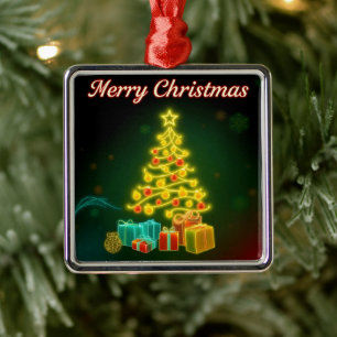Christmas Trendy Neon Holiday Collection Metal Ornament