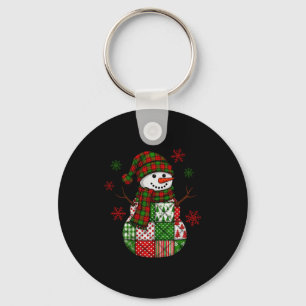 Christmas Trendy Patchwork Snowman Merry Christmas Keychain