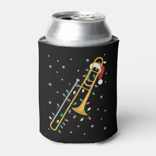 Christmas Trombone Santa Hat Lights Snowflakes Can Cooler