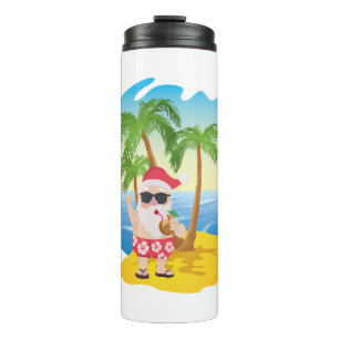 Christmas Tropical Beach Funny Santa Claus Thermal Tumbler