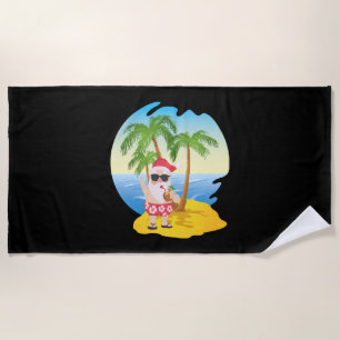 Christmas Tropical Beach Funny Santa Claus Towel