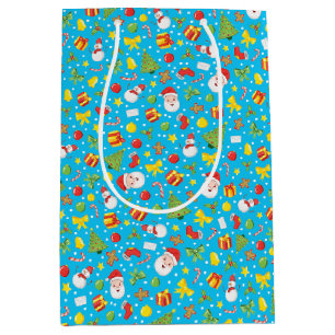 Christmas Tropical Blue Medium Gift Bag