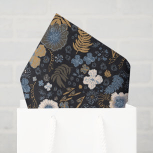Christmas Tropical Coastal Blue Hibiscus Floral  Tissue Paper