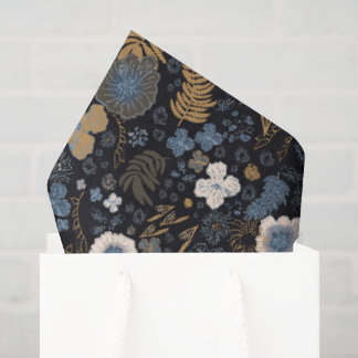 Christmas Tropical Coastal Blue Hibiscus Floral  Tissue Paper