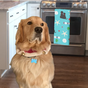 Christmas Tropical Dog Kitchen Towel