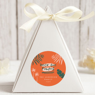 Christmas tropical modern minimal simple colourful classic round sticker