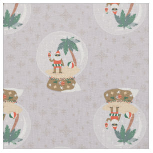 christmas Tropical Summer snow globe black santa Fabric