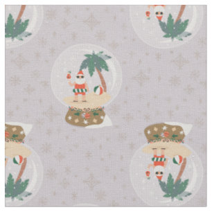 christmas Tropical Summer snow globe santa Fabric
