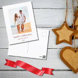 Christmas Tropical Vacation Beach Photo    Holiday Postcard<br><div class="desc">Tropical Beach holiday card,  with a coastal theme and a red typography design. With customizable red lettering,  you can add your own text. You also change the photo with your own to make special. Great for sending Christmas wishes from your vacation destination.</div>