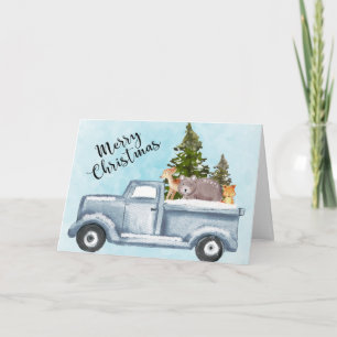 Christmas Truck Carrying Trees & Animals Card