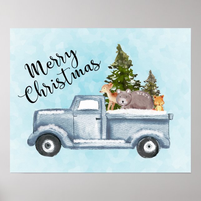 Christmas Truck Carrying Trees & Animals Poster (Front)