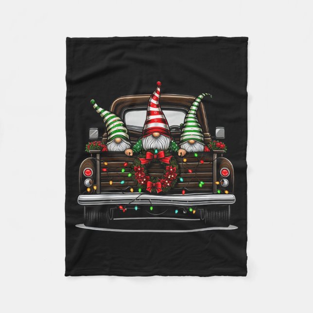 Christmas Truck Cute Gnome  Fleece Blanket (Front)
