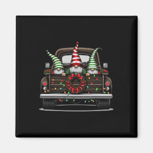 Christmas Truck Cute Gnome Magnet