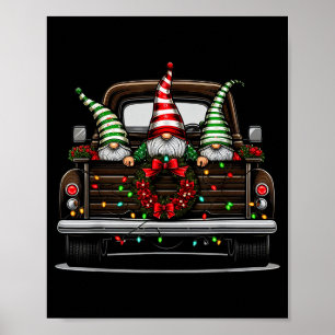 Christmas Truck Cute Gnome  Poster