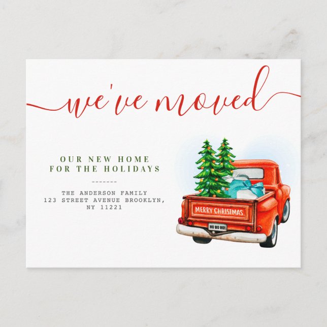 christmas truck Moving New Home announcement Postcard (Front)