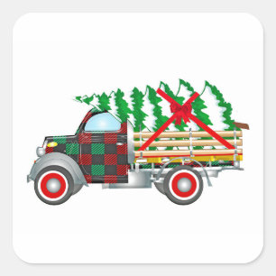 Christmas Truck Square Sticker