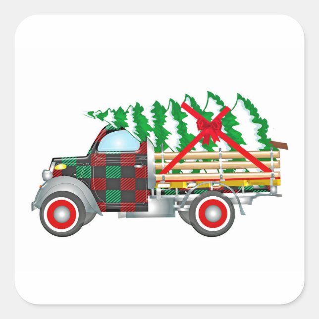 Christmas Truck Square Sticker (Front)
