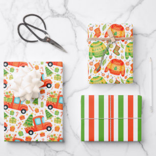 Christmas Truck & Sweaters Wrapping Paper Set of 3