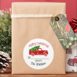 Christmas Truck to and from gift tag Sticker<br><div class="desc">Cute Christmas sticker truck carrying a Christmas tree for your gift stickers.  This personalized gift tag is always a hit!  You can add your TO name on here if you click Edit Design on the product page</div>