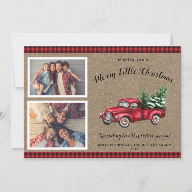 Christmas Truck Tree 2 Photo Christmas Card  (Front)