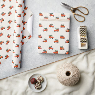Christmas truck white wrapping paper