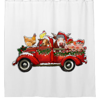 christmas truck with farm animals cow pig chicken 